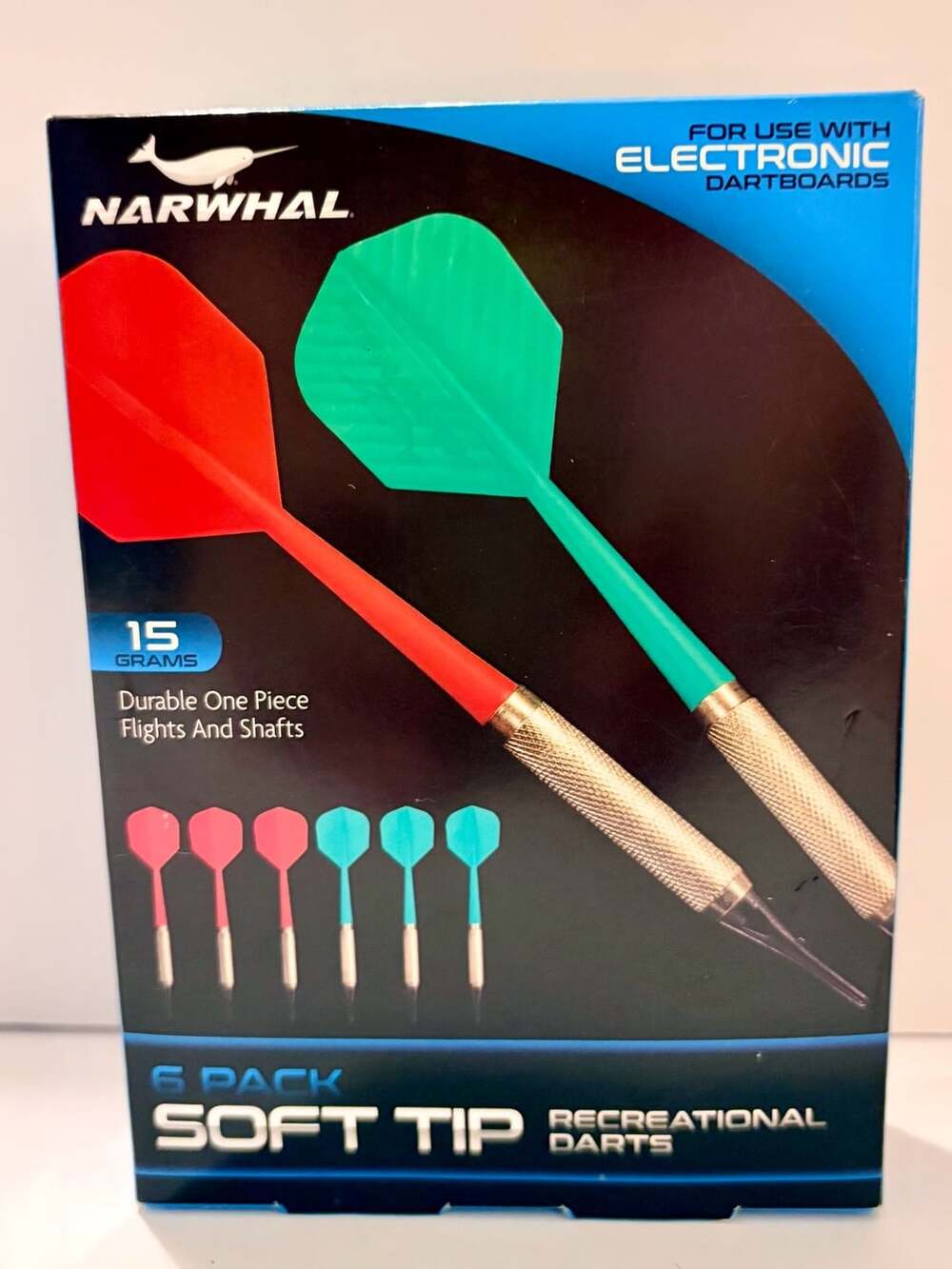 Narwhal Soft Tip Darts 6 Pack 15g Electronic Dartboards